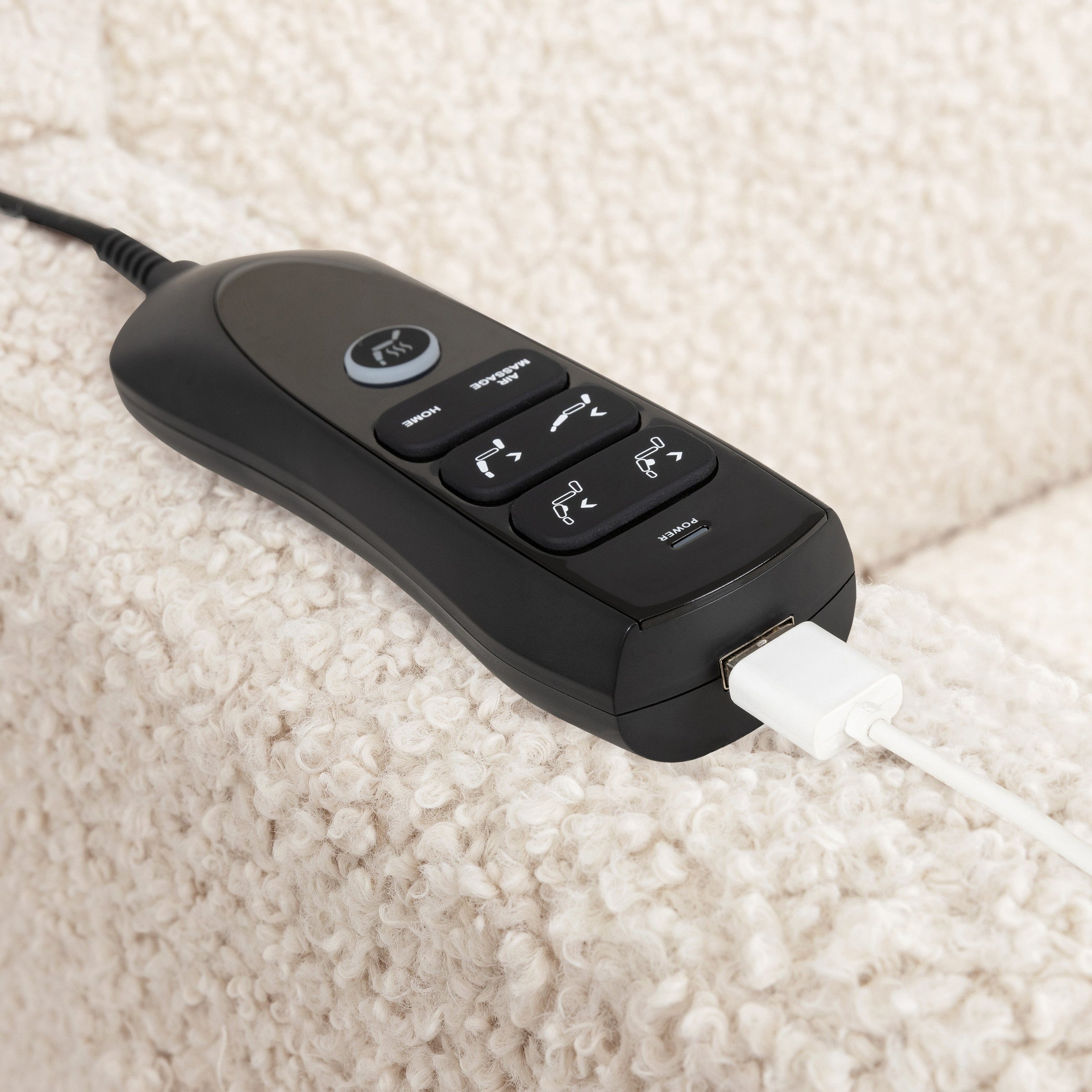 M11283AT,Kiwi Deluxe Power Glider Recliner w/Heat&Massage in Almond Teddy Loop