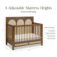 M24801NLPSEW,Eloise 4-in-1 Convertible Crib in Natural Walnut & Performance Sand Eco-Weave
