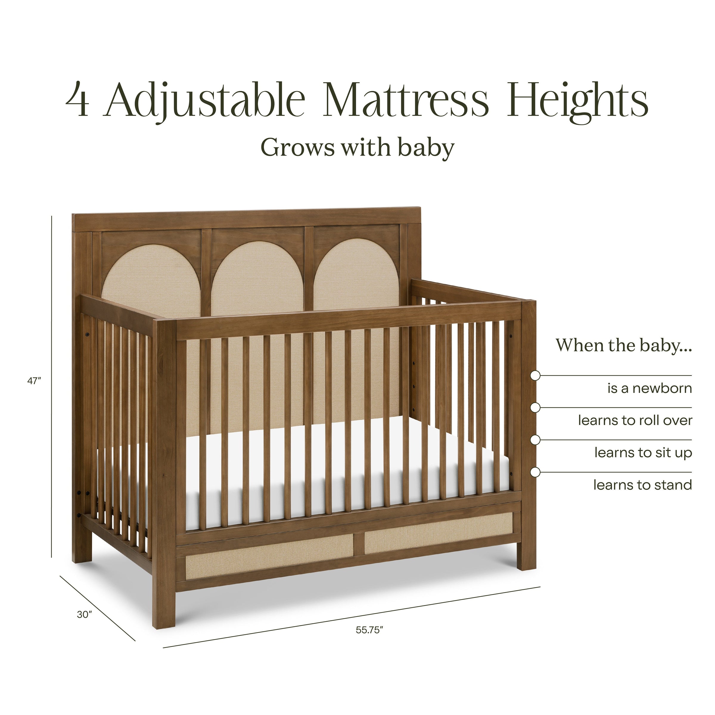 M24801NLPSEW,Eloise 4-in-1 Convertible Crib in Natural Walnut & Performance Sand Eco-Weave