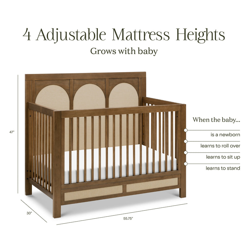 M24801NLPSEW,Eloise 4-in-1 Convertible Crib in Natural Walnut & Performance Sand Eco-Weave