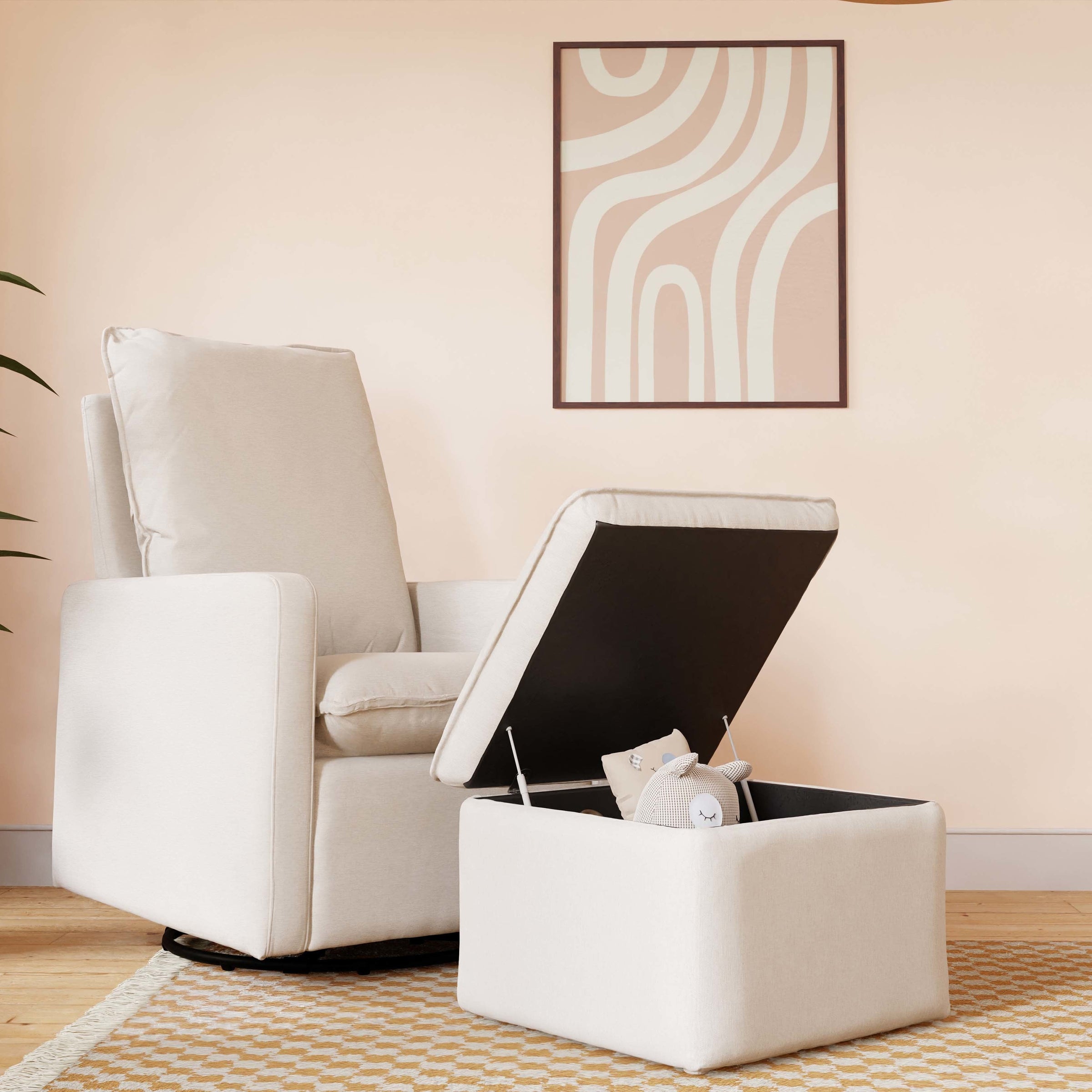 M20985PCMEW,Cali Storage Ottoman in Performance Cream Eco-Weave
