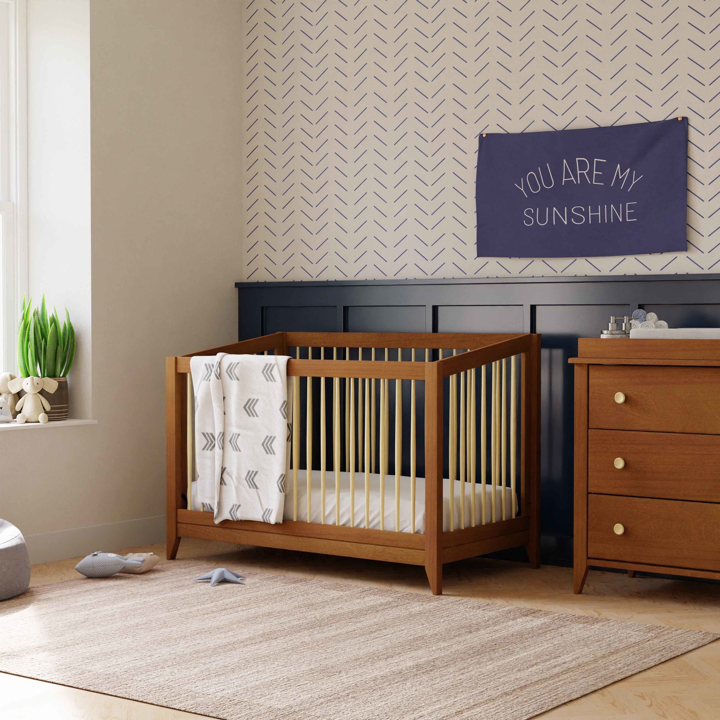 M10301CTN,Sprout 4-in-1 Convertible Crib w/Toddler Bed Conversion Kit in Chestnut&Natural