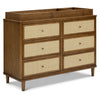 M23716NLBC,Marin with Cane 6 Drawer Assembled Dresser in Natural Walnut and Blonde Cane