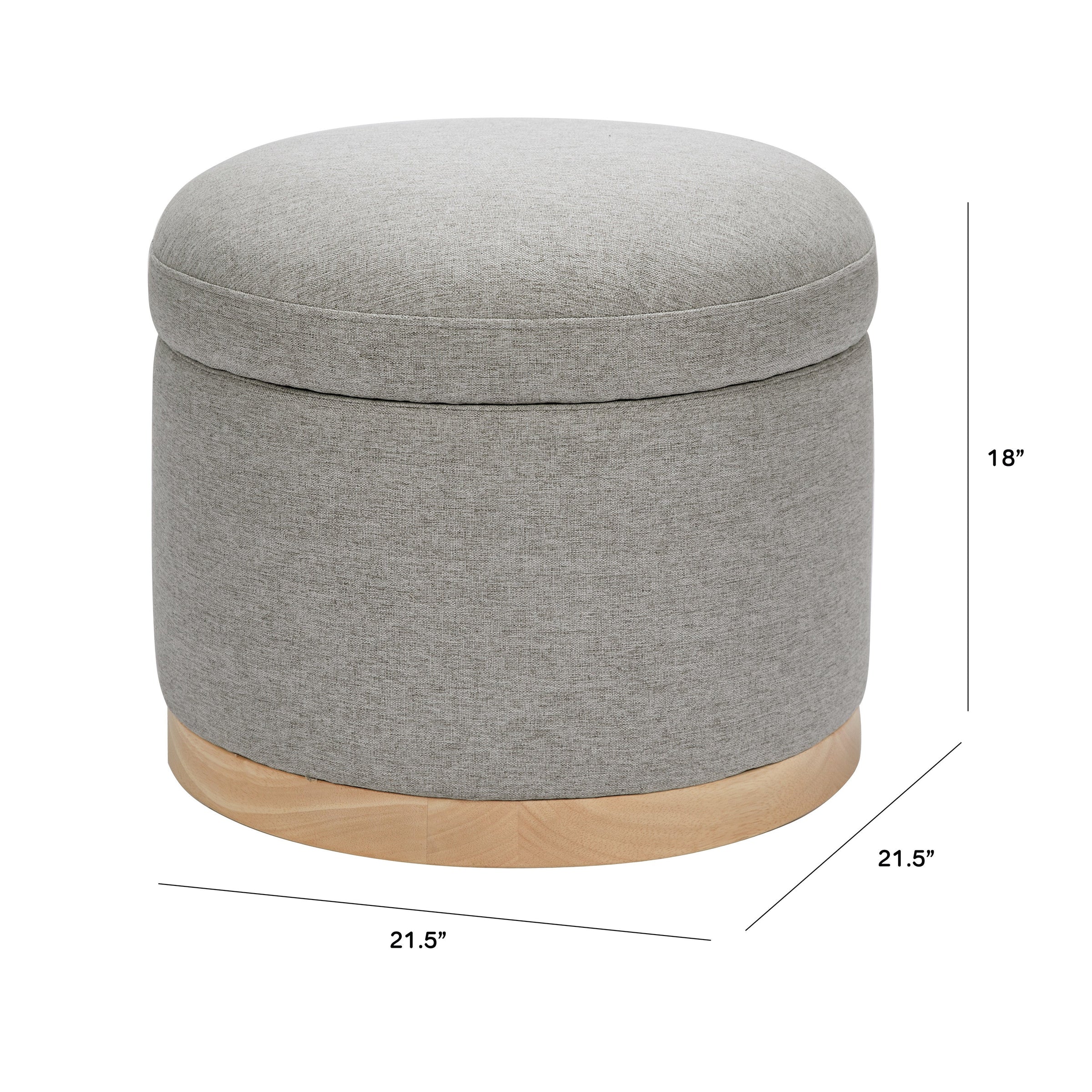 M22885PGEWLB,Naka Storage Ottoman in Performance Grey Eco-Weave w/ Light Wood Base