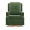 M22286FGVLB,Crewe Electronic Swivel Glider Recliner in Forest Green Velvet w/Light Wood Base