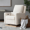 M23085PCMEWLB,Sigi Glider Recliner w/ Electronic Control and USB in Performance Cream Eco-Weave w/Light wood base