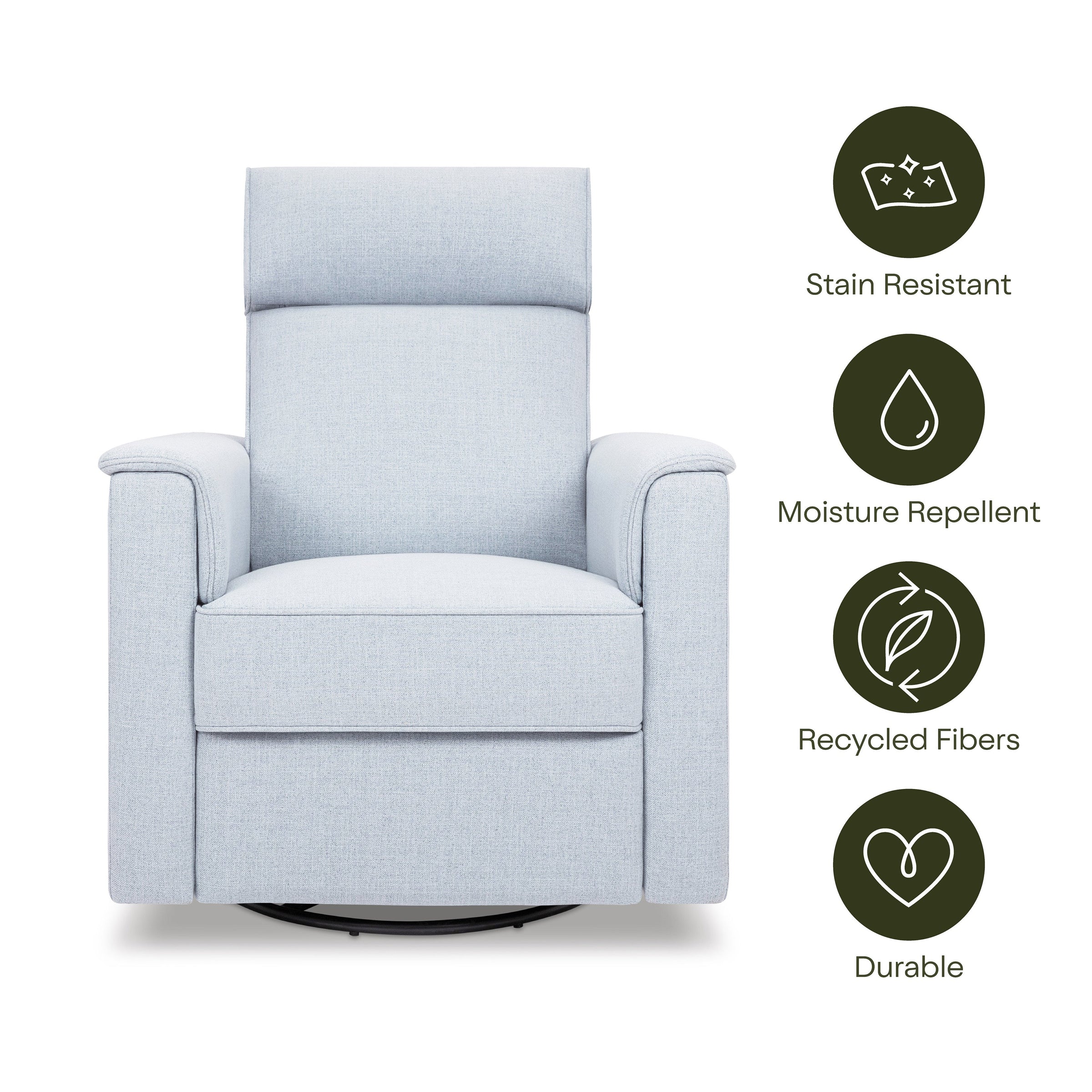 M17183PCET,Willa Deluxe Power Glider Recliner w/Heat&Massage in Performance Blue Chambray Eco-Twill