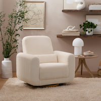 M10287YCLB,Tuba Glider in Ivory Corduroy with Light Wood Base
