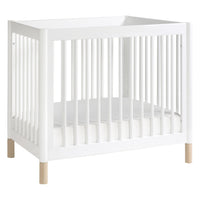 M12998WNX,Gelato 4-in-1 Convertible Mini Crib and Twin bed in White Finish w/Washed Natural Feet