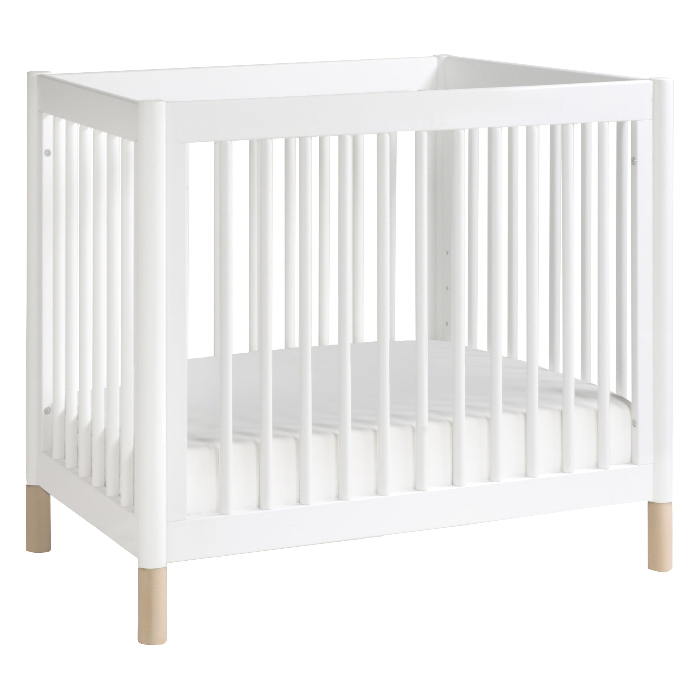 M12998WNX,Gelato 4-in-1 Convertible Mini Crib and Twin bed in White Finish w/Washed Natural Feet