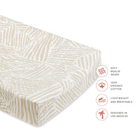 T29237,Oat Stripe Quilted Muslin Changing Pad Cover in GOTS Certified Organic Cotton