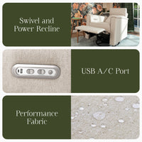 M17186PBEW,Willa Plus Power Glider Recliner w/ Power Headrest in Performance Beach Eco-Weave