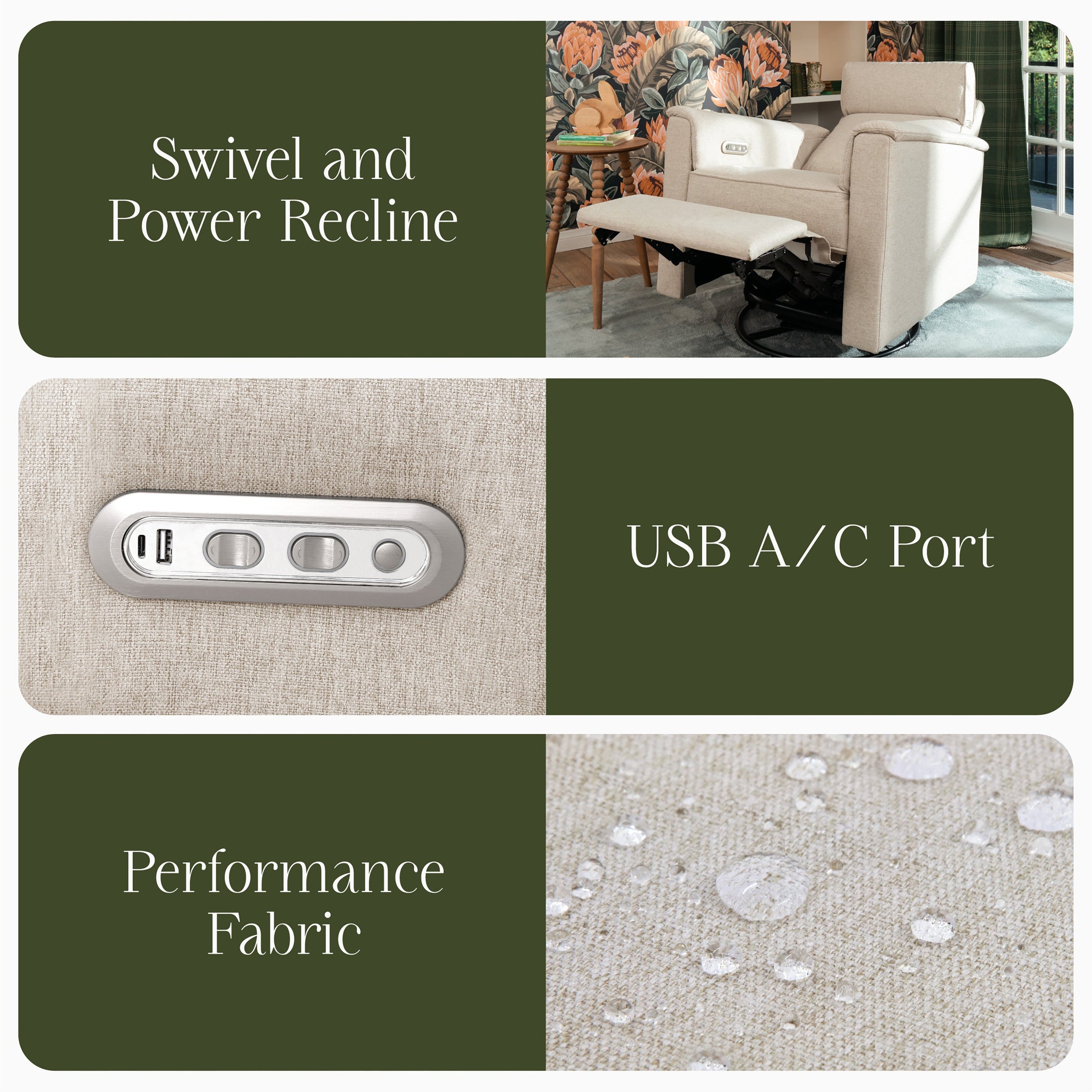 M17186PBEW,Willa Plus Power Glider Recliner w/ Power Headrest in Performance Beach Eco-Weave