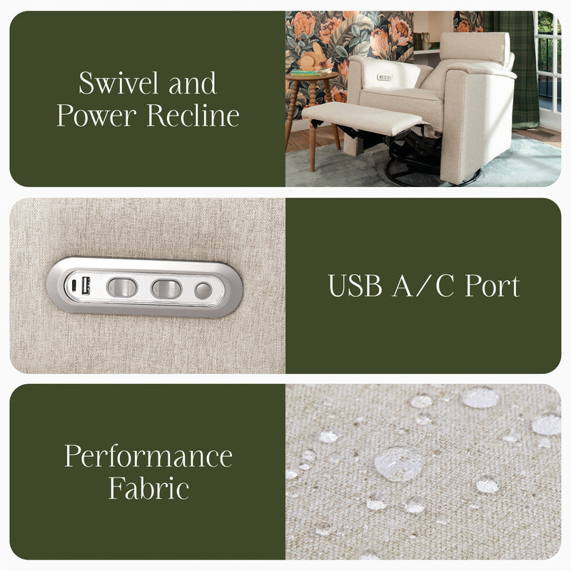 M17186PBEW,Willa Plus Power Glider Recliner w/ Power Headrest in Performance Beach Eco-Weave