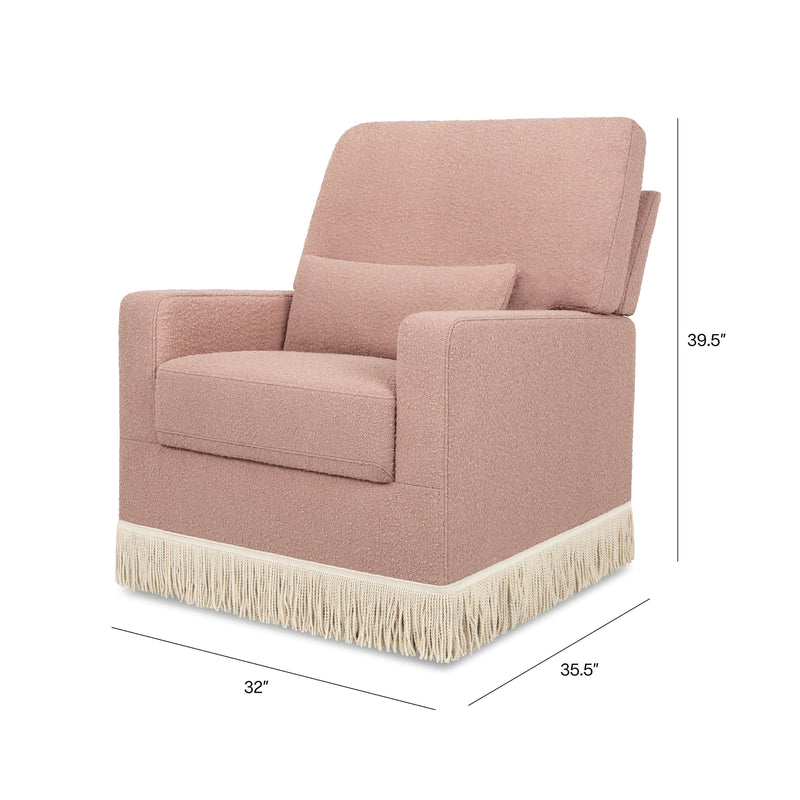 M21787RSBIF,Crawford Pillowback Comfort Swivel Glider in Rose Boucle with Ivory Tassel Fringe