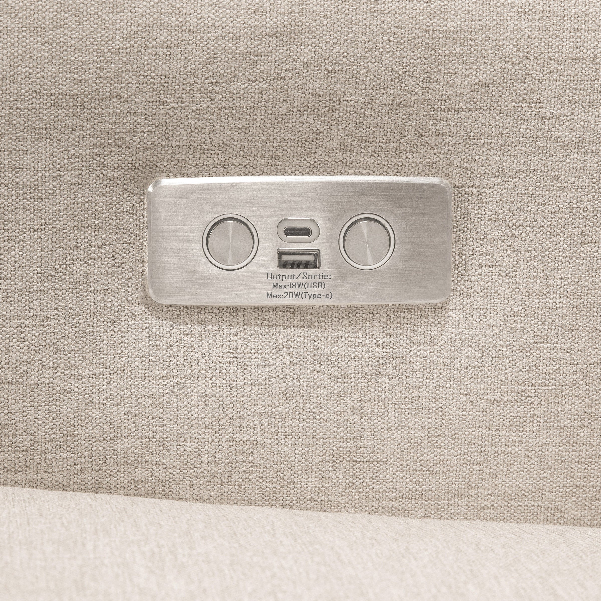 M23085PBEWLB,Sigi Glider Recliner w/ Electronic Control and USB in Performance Beach Eco-Weave w/Light Wood Base