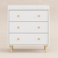 M9023WN,Lolly 3-Drawer Changer Dresser w/Removable Changing Tray in White/Natural