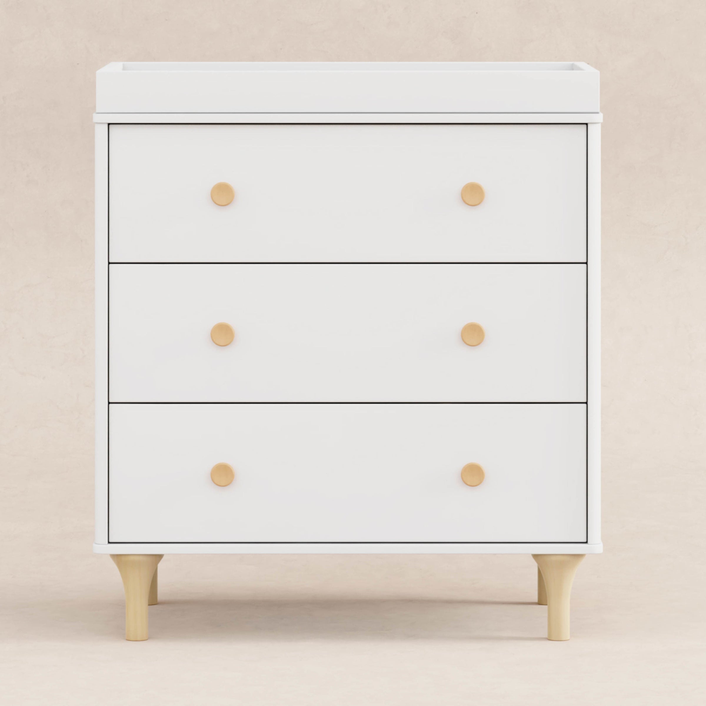 M9023WN,Lolly 3-Drawer Changer Dresser w/Removable Changing Tray in White/Natural