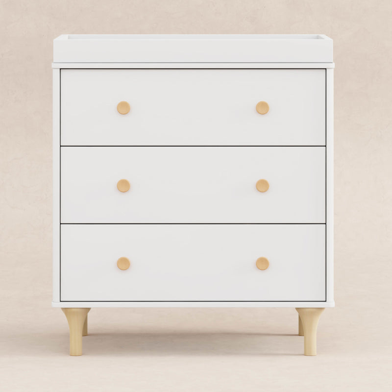 M9023WN,Lolly 3-Drawer Changer Dresser w/Removable Changing Tray in White/Natural