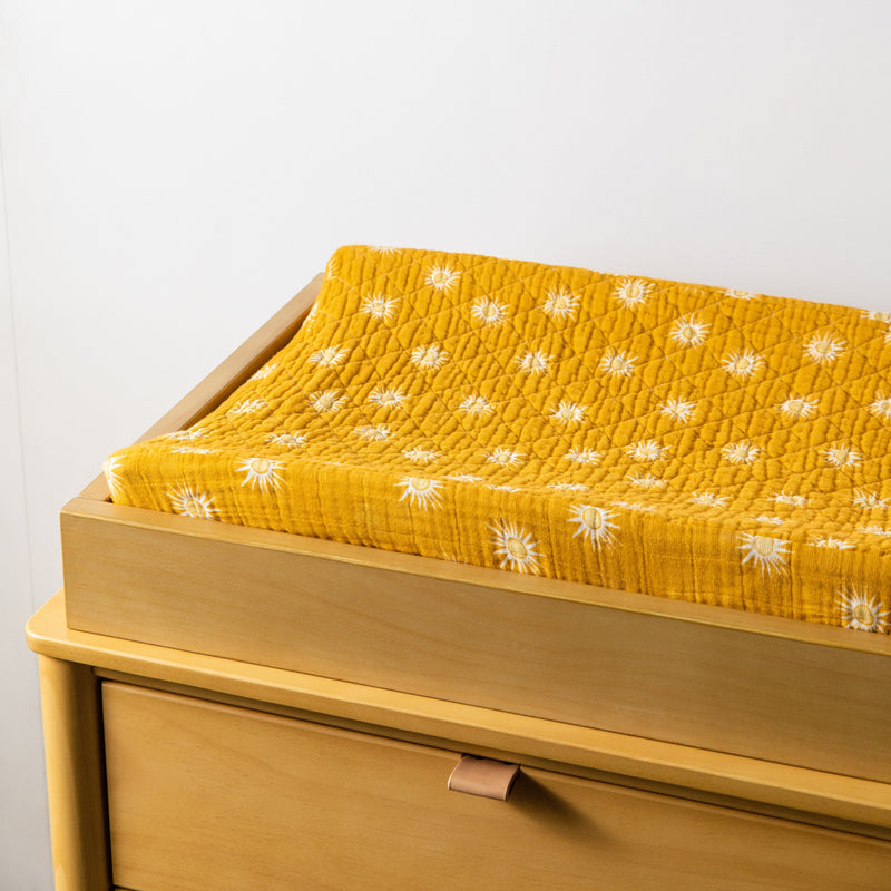 T26937,Golden Hour Quilted Muslin Changing Pad Cover Golden Hour Quilted Muslin Changing Pad Cover