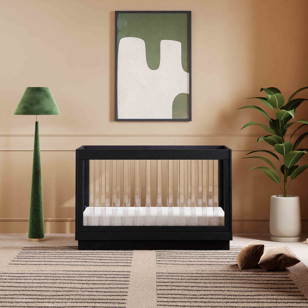M8601KB,Harlow 3-in-1 Convertible Crib w/Toddler Bed Conversion Kit in Black/Acrylic