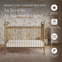 M15501VG,Abigail 3-in-1 Convertible Crib in Vintage Gold