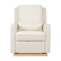 M23085WBLB,Sigi Glider Recliner w/ Electronic Control and USB in Ivory Boucle w/Light Wood Base