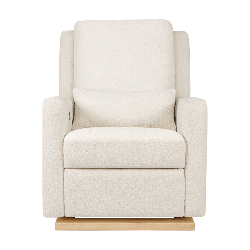 M23085WBLB,Sigi Glider Recliner w/ Electronic Control and USB in Ivory Boucle w/Light Wood Base