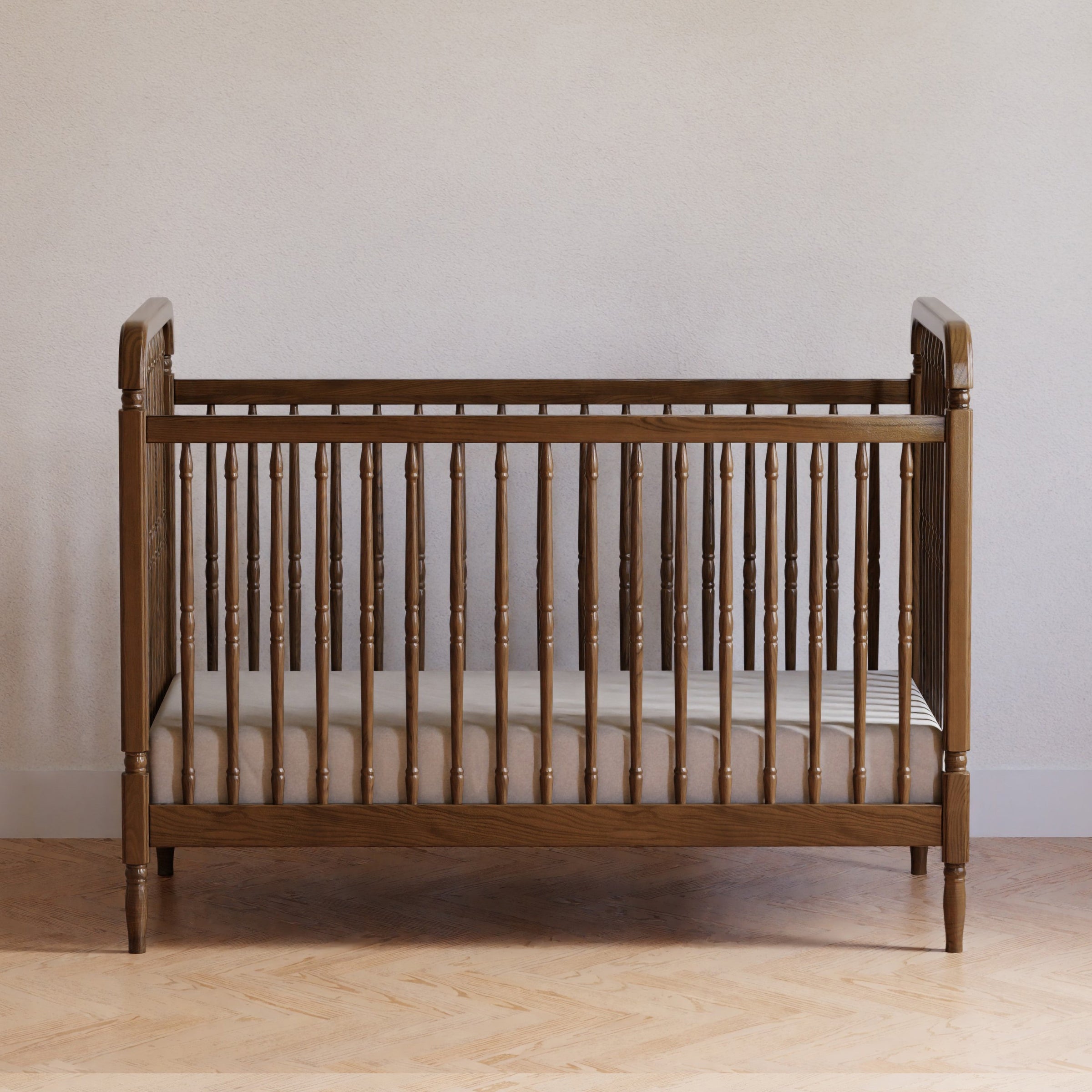 M7101NL,Liberty 3-in-1 Convertible Spindle Crib w/Toddler Bed Conversion Kit in Natural Walnut