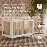 M9001WN,Lolly 3-in-1 Convertible Crib w/Toddler Bed Conversion Kit in White/Natural