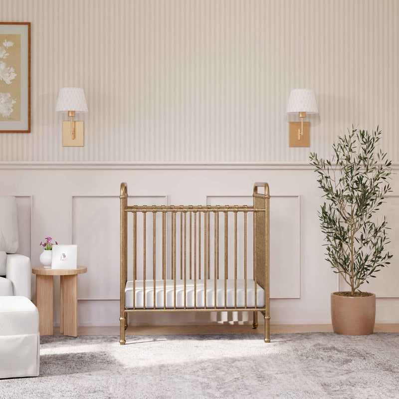 M15598VG,Abigail 3-in-1 Convertible Mini Crib in Vintage Gold
