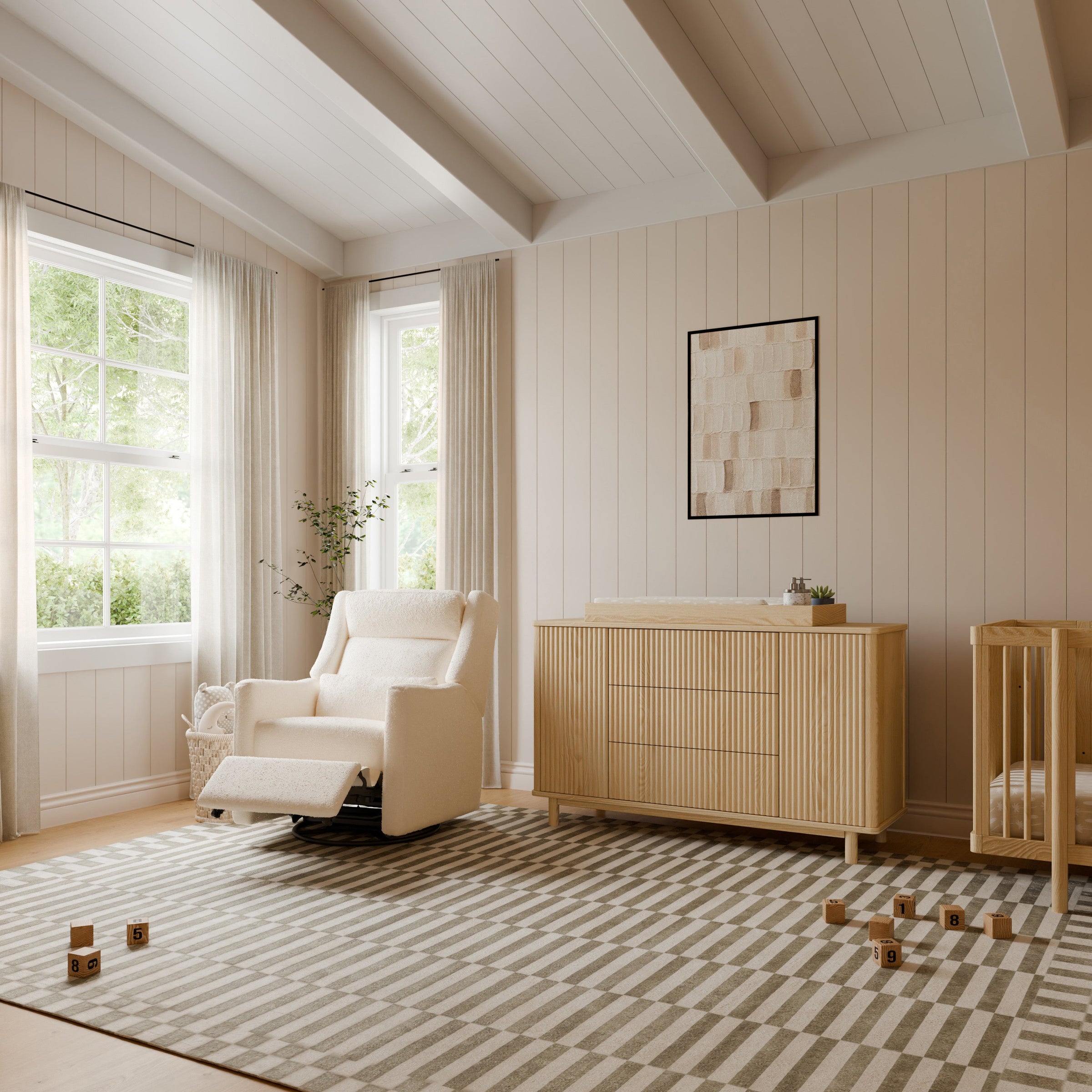 M11286PWB,Kiwi Plus Power Glider Recliner w/ Power Headrest in Performance Ivory Boucle