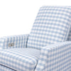 M22286BGHLB,Crewe Electronic Swivel Glider Recliner in Blue Gingham with Light Wood Base