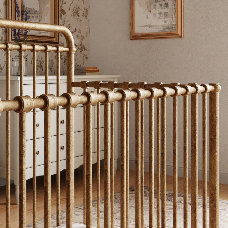M15398VG,Winston 4-in-1 Convertible Mini Crib in Vintage Gold