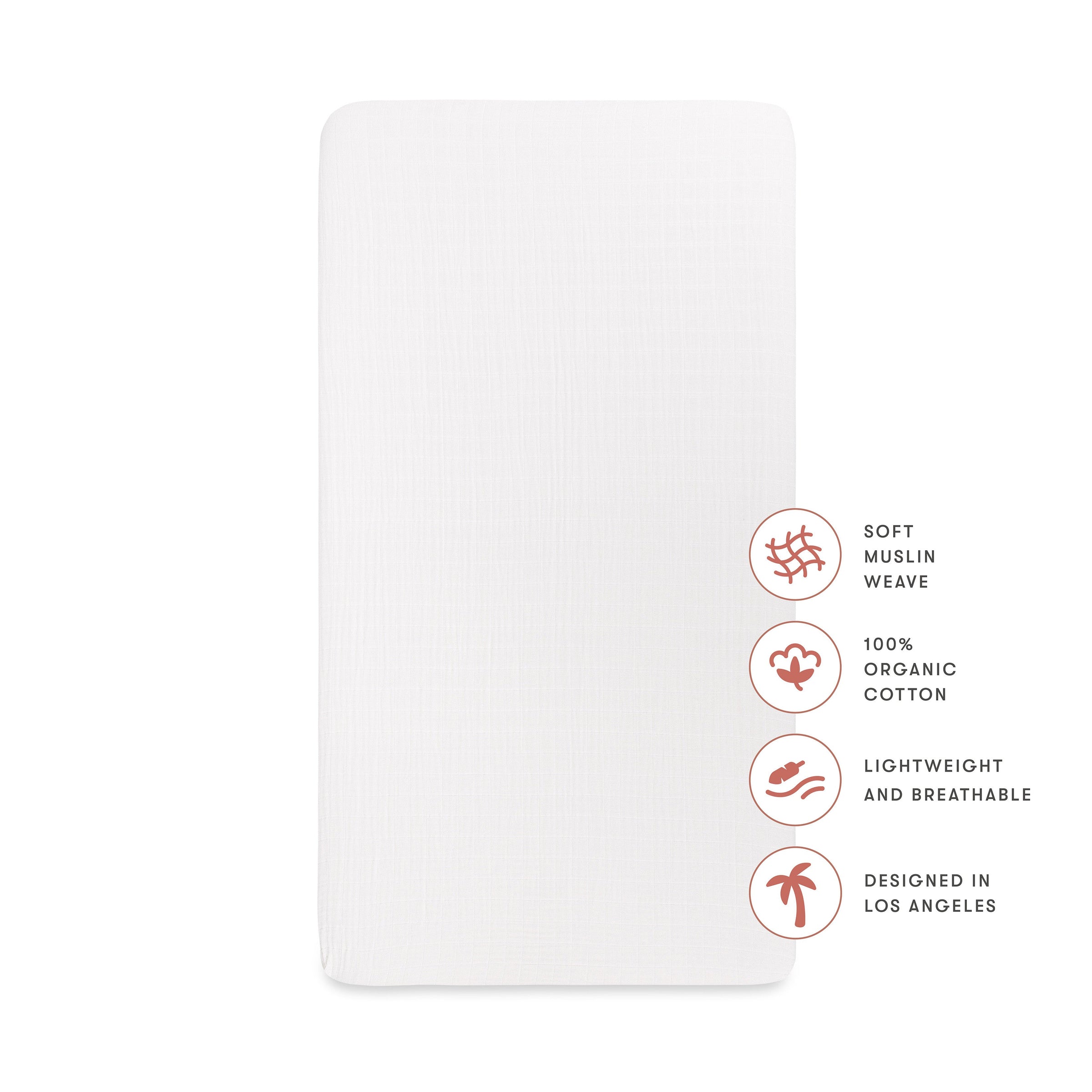 T29436,Plain White Muslin Mini Crib Sheet in GOTS Certified Organic Cotton