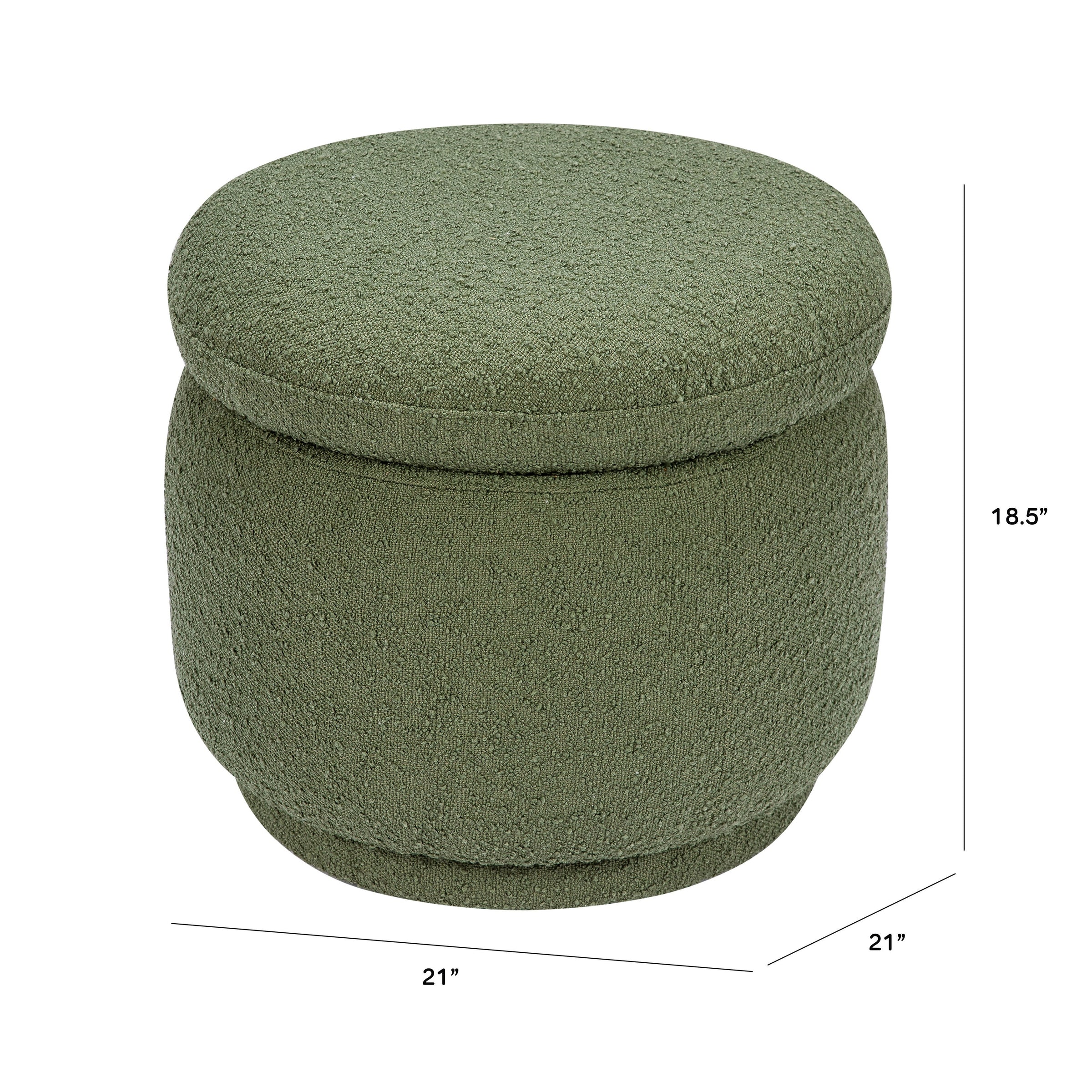 M22985OB,Enoki Storage Ottoman in Olive Boucle