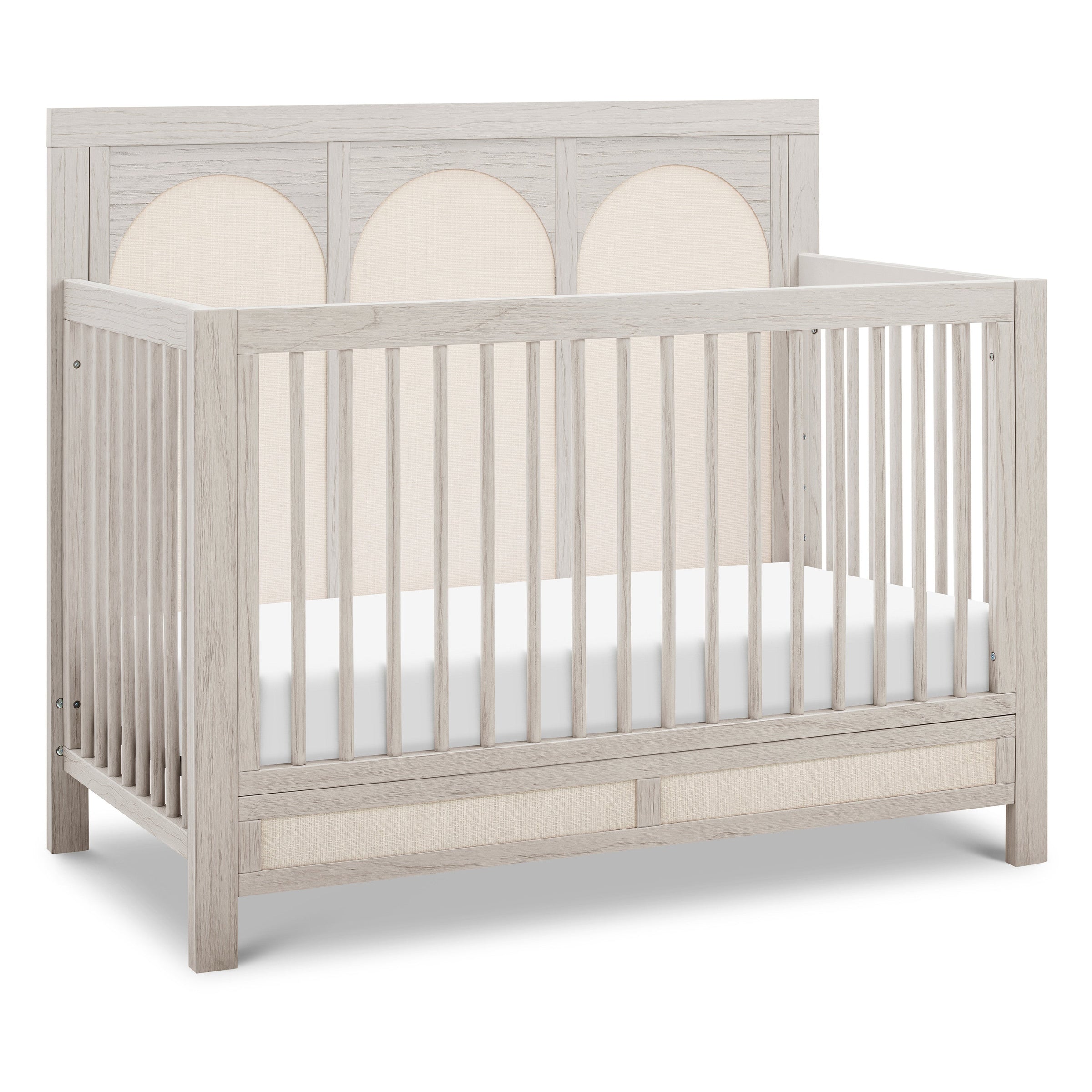 M24801WDFPEW,Eloise 4-in-1 Convertible Crib in White Driftwood and Performance Pearl Eco-Weave