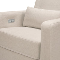 M23085PBEWLB,Sigi Glider Recliner w/ Electronic Control and USB in Performance Beach Eco-Weave w/Light Wood Base