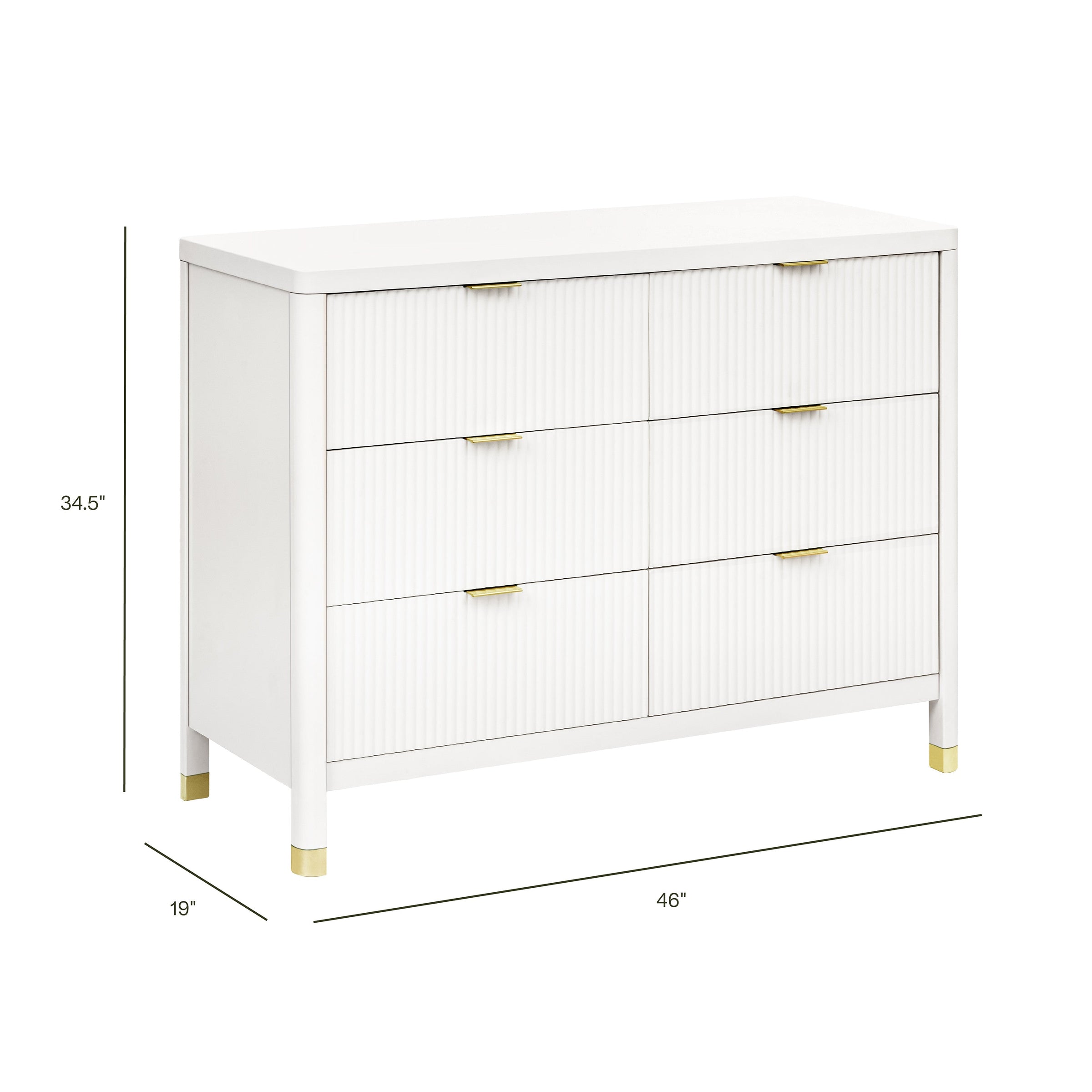 M26716RW,Brimsley Tambour 6-Drawer Assembled Dresser in Warm White