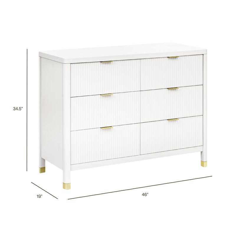 M26716RW,Brimsley Tambour 6-Drawer Assembled Dresser in Warm White