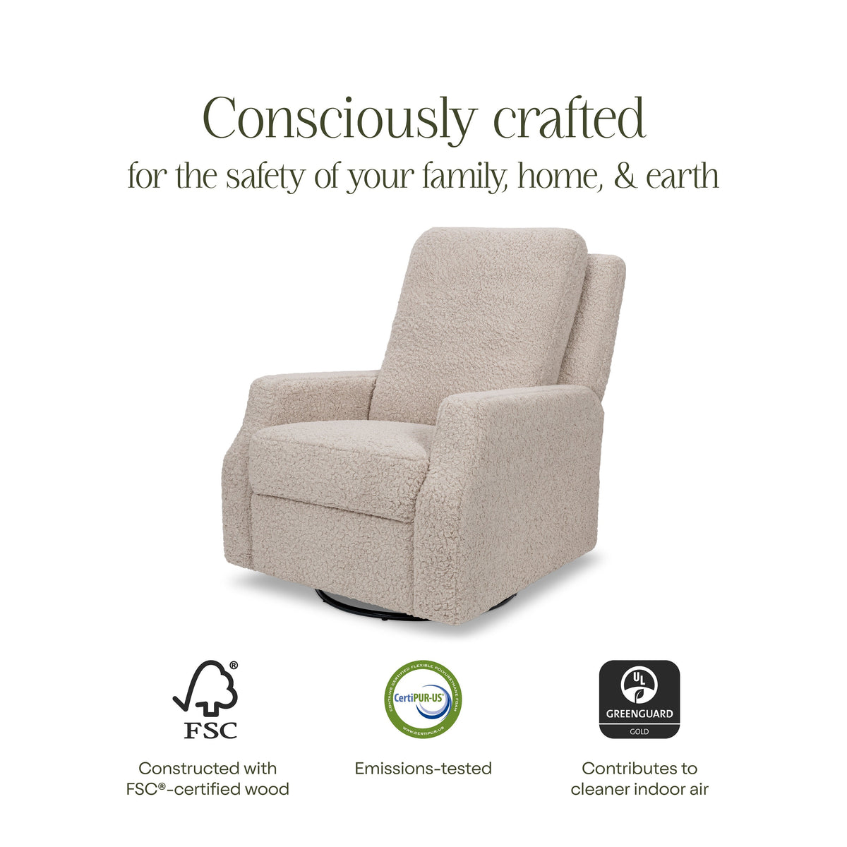 M22287EGS,Crewe Recliner and Swivel Glider in Earl Grey Shearling