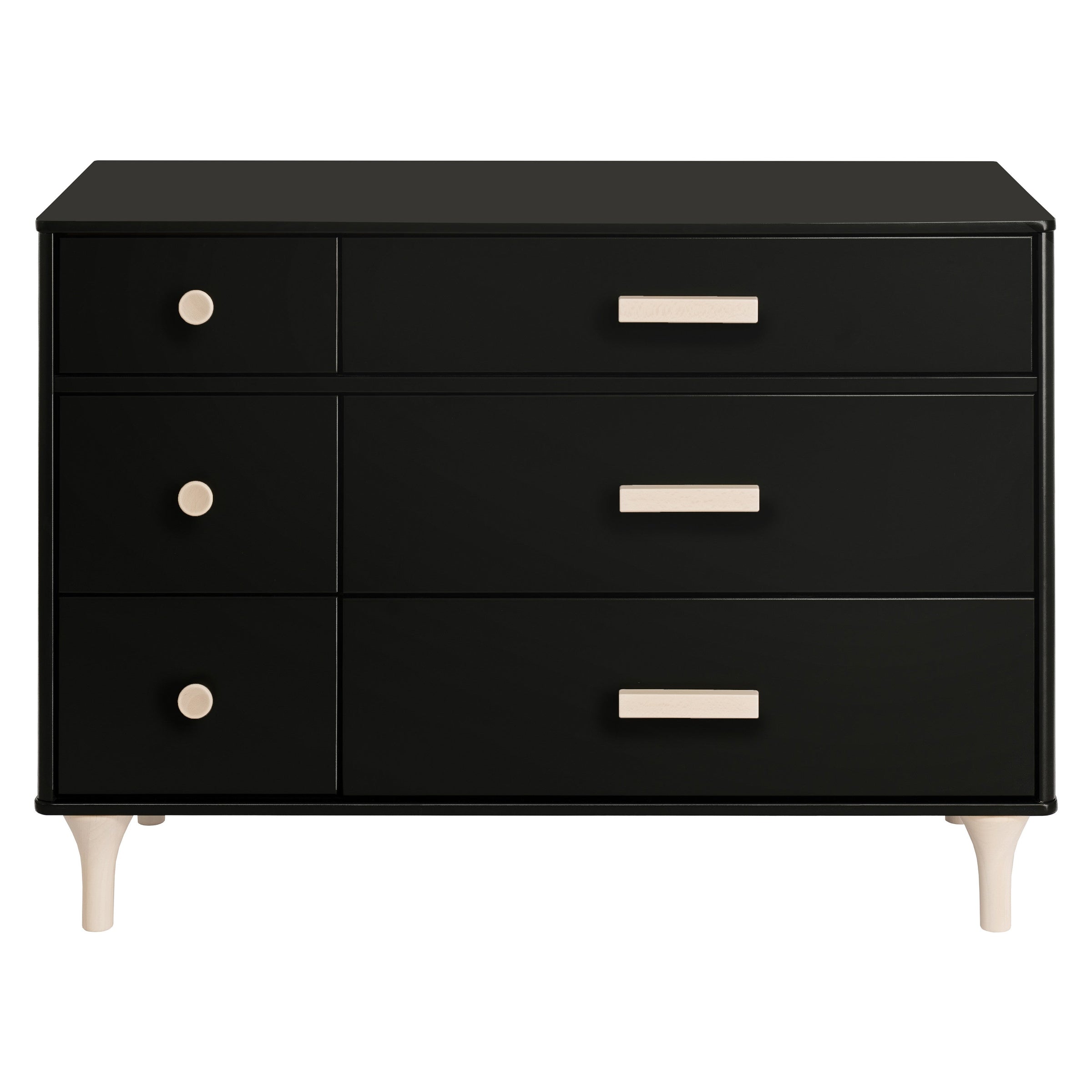 M9016BNX,Lolly 6-Drawer Double Dresser  Assembled in Black/Washed natural