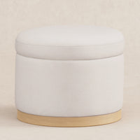 M22885PCMEWLB,Naka Storage Ottoman in Performance Cream Eco-Weave w/ Light wood base