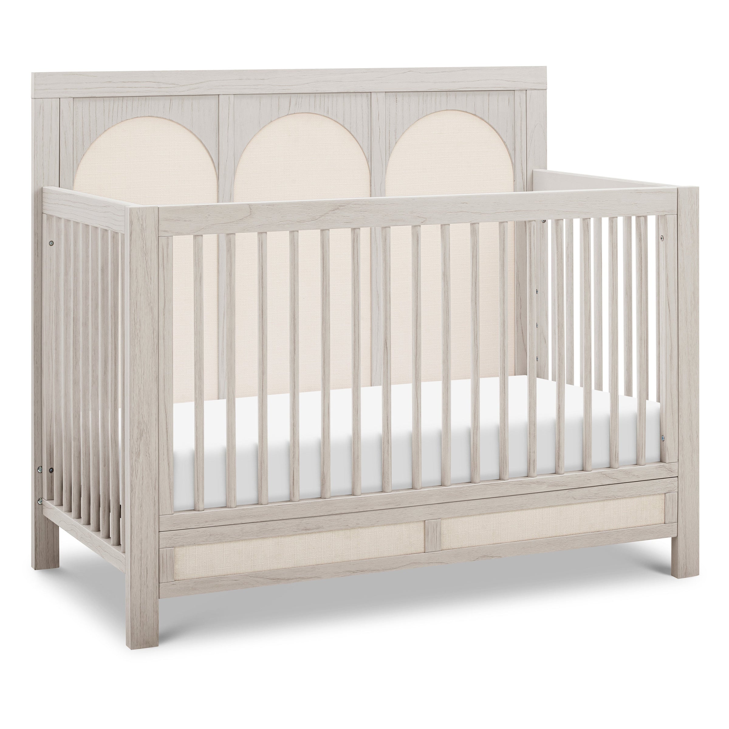 M24801WDFPEW,Eloise 4-in-1 Convertible Crib in White Driftwood and Performance Pearl Eco-Weave