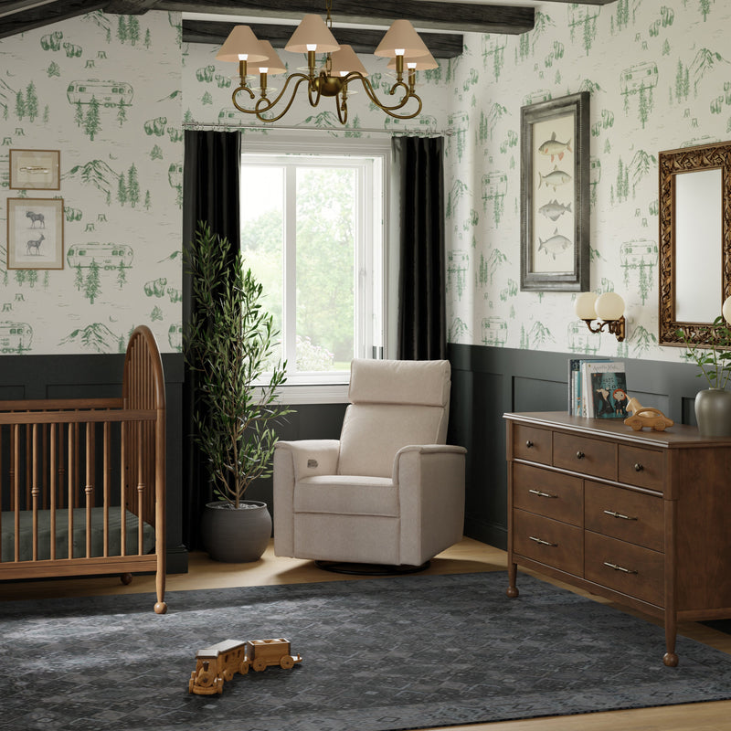 M17186PBEW,Willa Plus Power Glider Recliner w/ Power Headrest in Performance Beach Eco-Weave