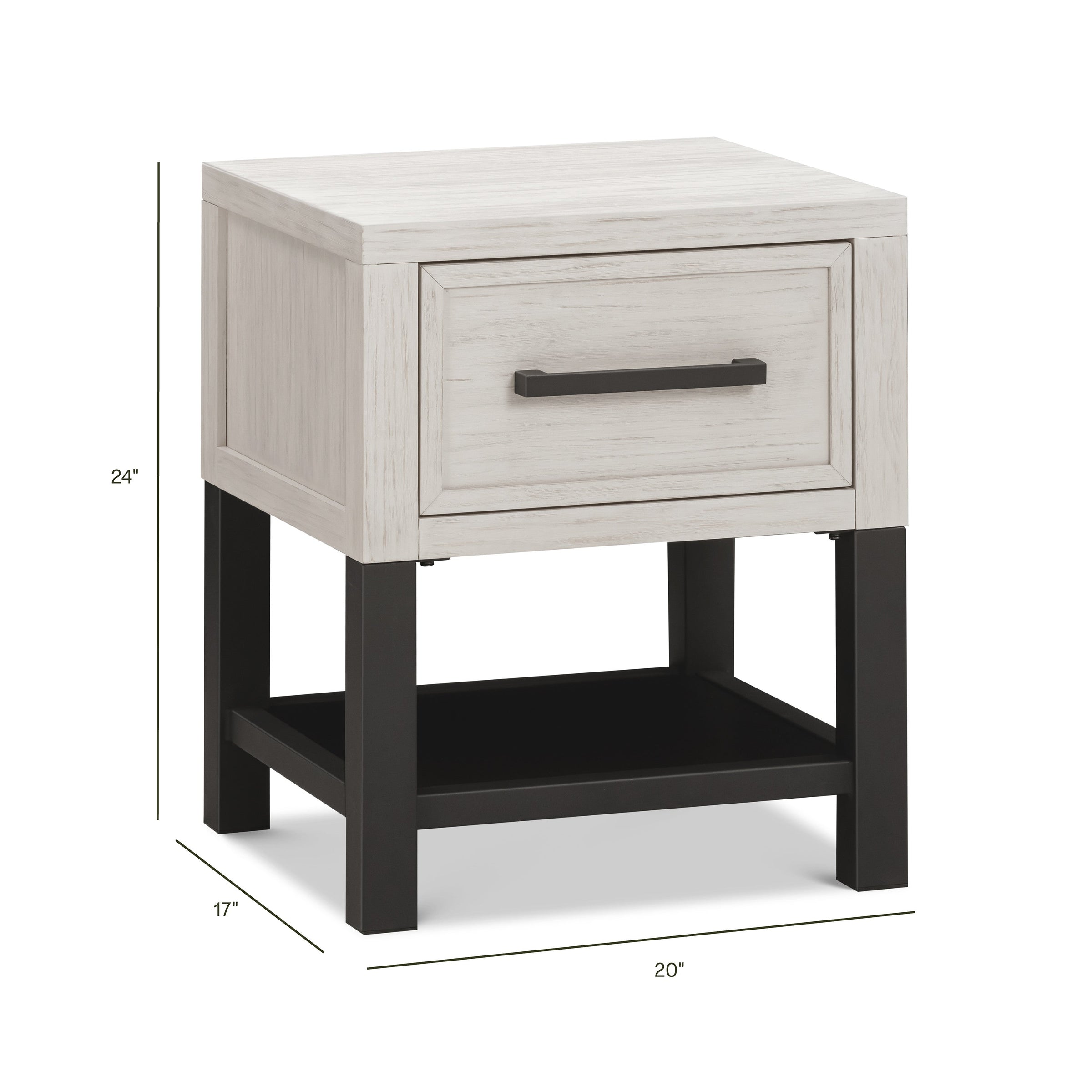 B25860WDF,Newbern Nightstand  Assembled in White Driftwood