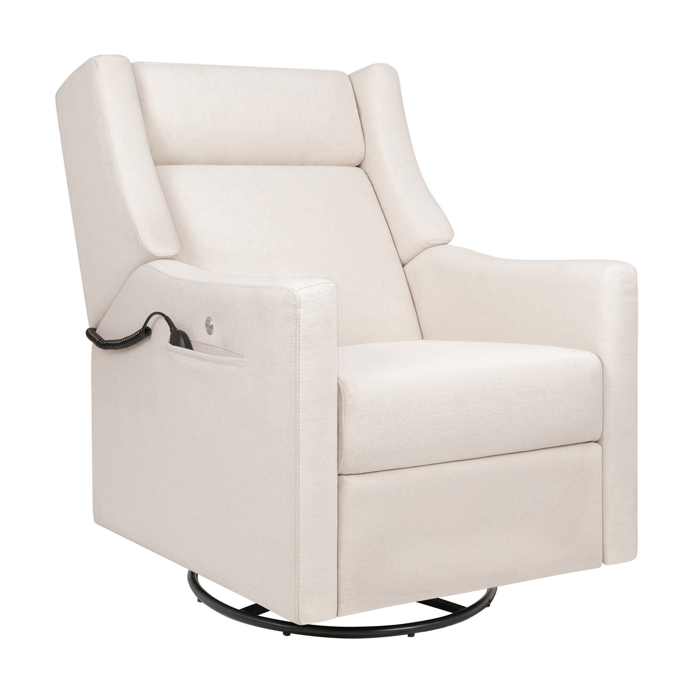 M11283PCMEW,Kiwi Deluxe Power Glider Recliner w/Heat&Massage in Performance Cream Eco-Weave
