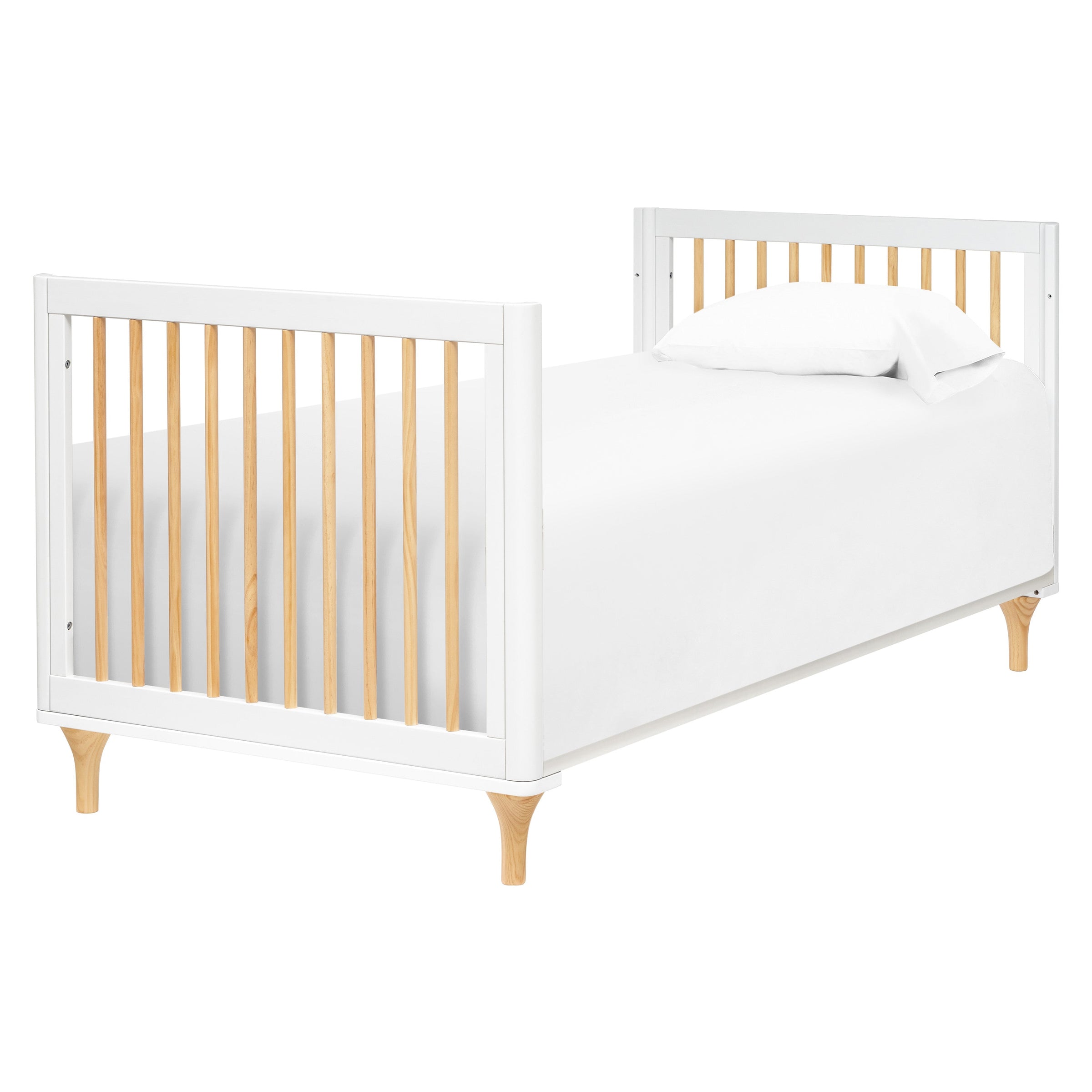M9098WN,Lolly 4-in-1 Convertible Mini Crib and Twin Bed w/Toddler Bed Conversion Kit in White/Natural