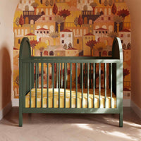 M25601FRGRNC,Bondi Cane 3-in-1 Convertible Crib w/ Toddler Bed Kit in Forest Green w/ Natural Cane
