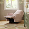 M22287PBRRDB,Crewe Recliner and Swivel Glider in Pure Brer Rabbit in Rose w/Dark Wood Base
